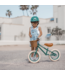 Groene 12 inch loopfiets met verstelbaar zadel en rieten mand