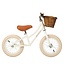 Witte 12 inch loopfiets met verstelbaar stuur en rieten mandje