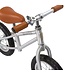 Chroomkleurige 12 inch loopfiets met mandje en verstelbaar stuur