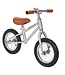 Chroomkleurige 12 inch loopfiets met mandje en verstelbaar stuur