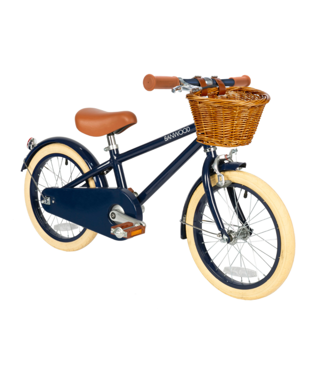 Kinderfiets 16 inch blauw met mand, zijwieltjes en verstelbaar stuur