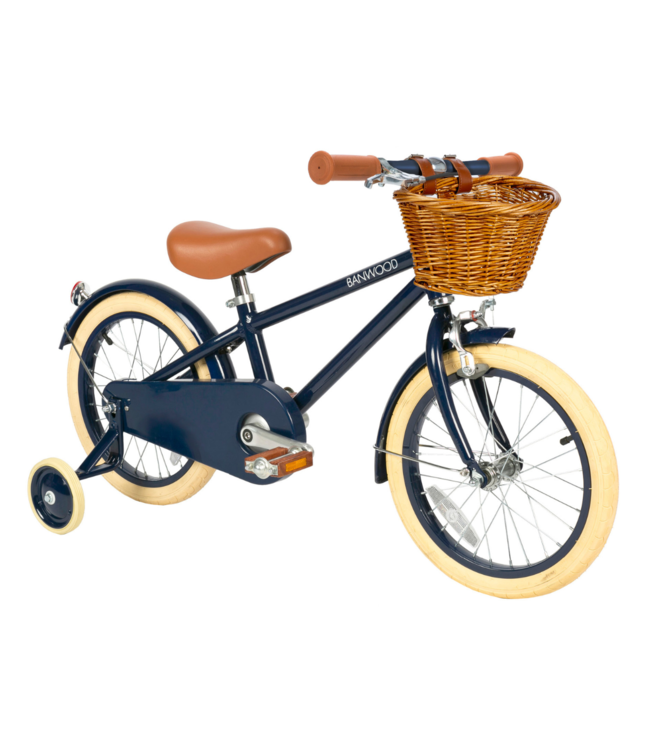 Kinderfiets 16 inch blauw met mand, zijwieltjes en verstelbaar stuur