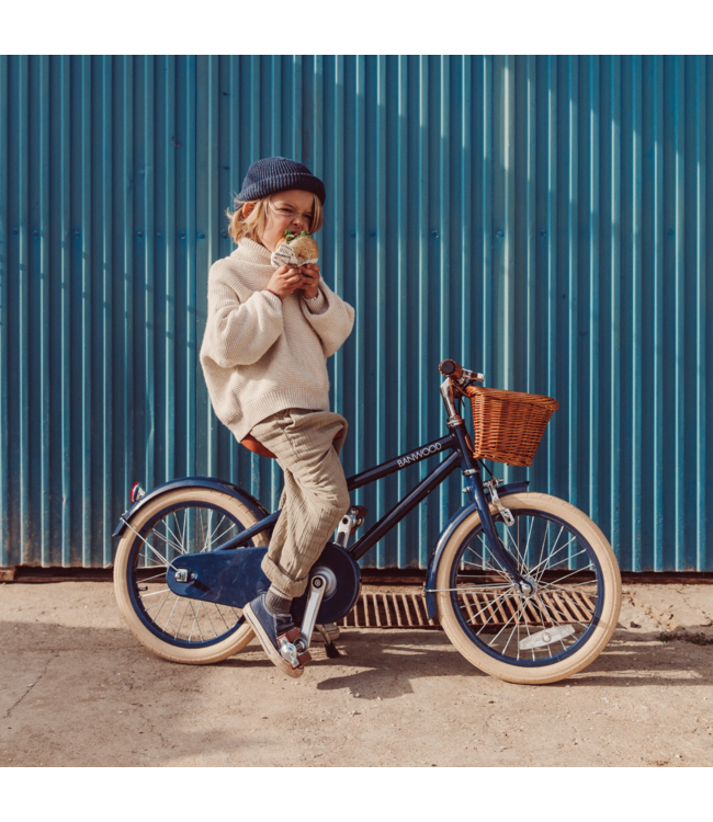 Kinderfiets 16 inch blauw met mand, zijwieltjes en verstelbaar stuur