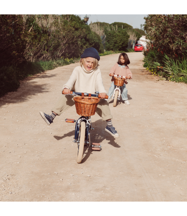 Kinderfiets 16 inch blauw met mand, zijwieltjes en verstelbaar stuur