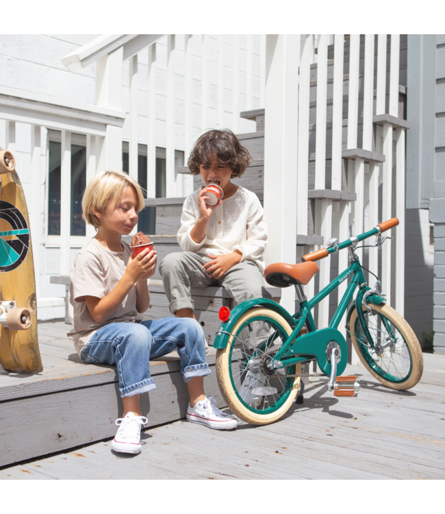 Kinderfiets 16 inch groen met mand, zijwieltjes en verstelbaar stuur