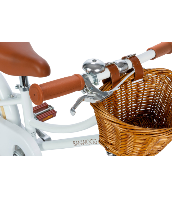 Kinderfiets 16 inch wit met mand, zijwieltjes en verstelbaar stuur