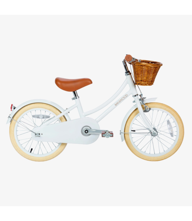 Kinderfiets 16 inch wit met mand, zijwieltjes en verstelbaar stuur
