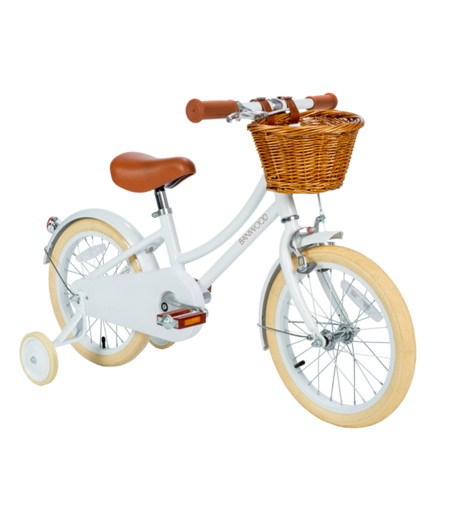 Kinderfiets 16 inch wit met mand, zijwieltjes en verstelbaar stuur