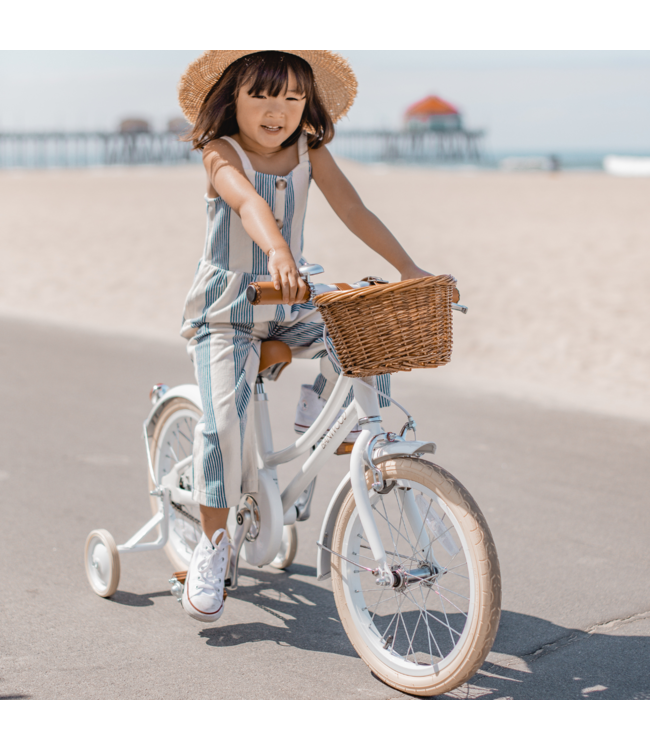 Kinderfiets 16 inch wit met mand, zijwieltjes en verstelbaar stuur