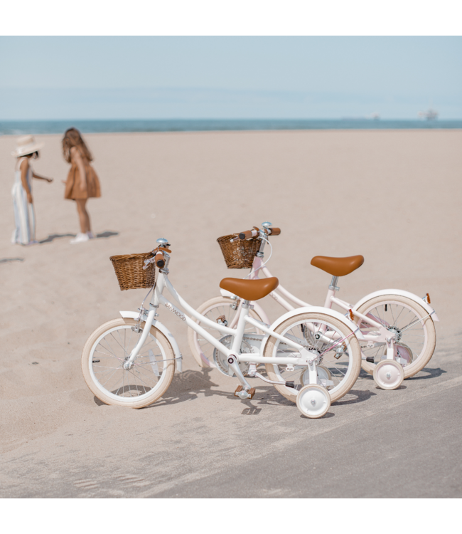 Kinderfiets 16 inch wit met mand, zijwieltjes en verstelbaar stuur