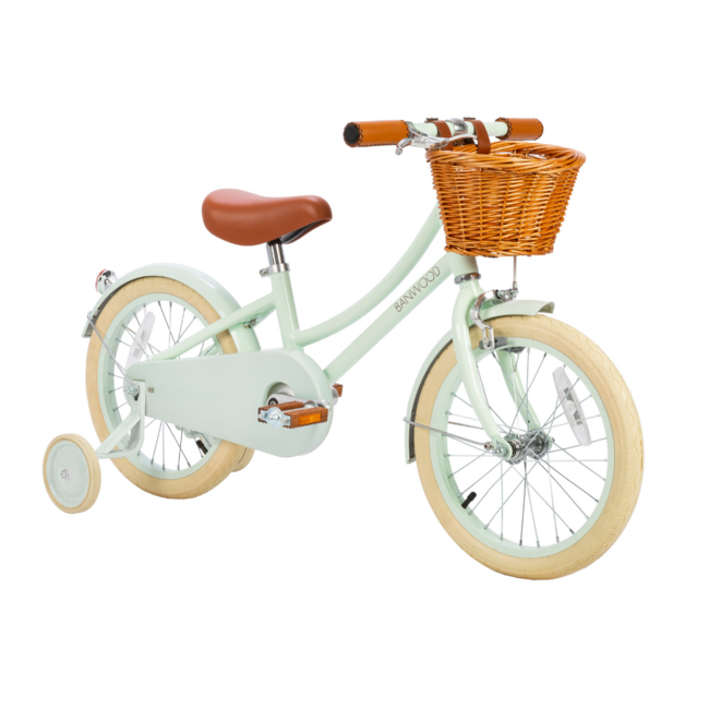 6 inch kids’ bike in mint green with sturdy design and cheerful look