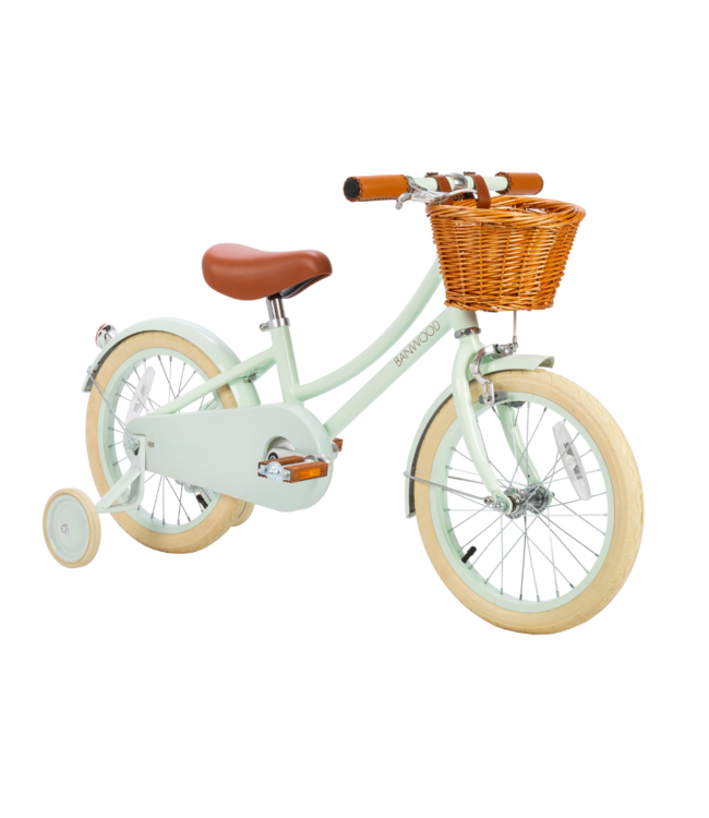 Kinderfiets 16 inch mint – stijlvolle retro meisjesfiets met mand en zijwieltjes