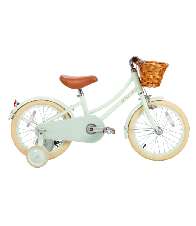 Kinderfiets 16 inch mint – stijlvolle retro meisjesfiets met mand en zijwieltjes
