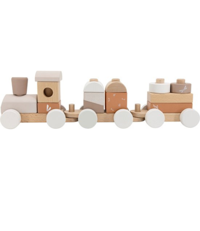 Houten stapeltrein | Duurzaam speelplezier voor peuters| Beige