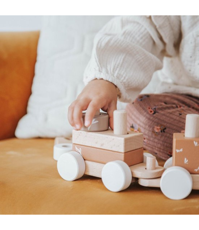 Houten stapeltrein | Duurzaam speelplezier voor peuters| Beige