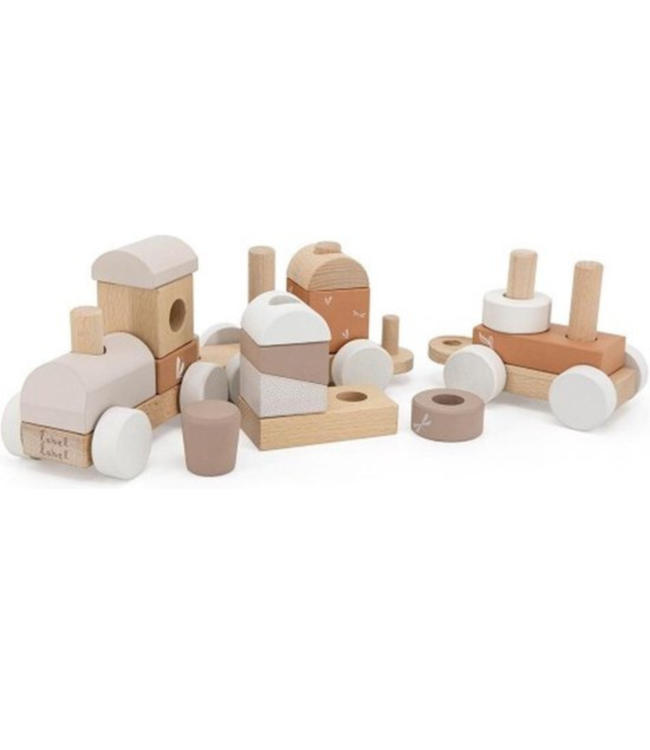Houten stapeltrein | Duurzaam speelplezier voor peuters| Beige