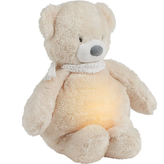 Nattou Knuffelbeer met hartslag en nachtlampje | Ecru