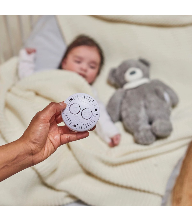Grijze hartslag knuffelbeer met nachtlampje en geluid