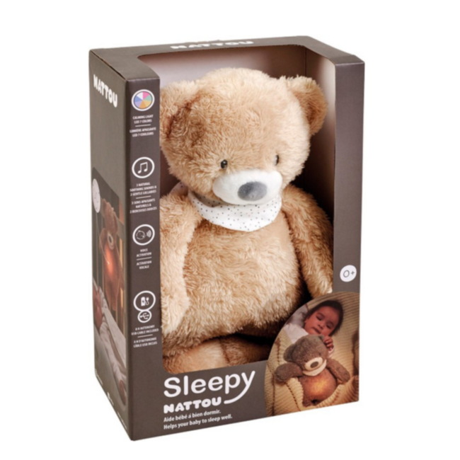 Bruine hartslag knuffelbeer met licht en geluid