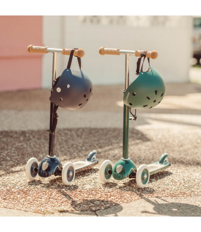 Navy microstep met 3 wielen & rieten mandje