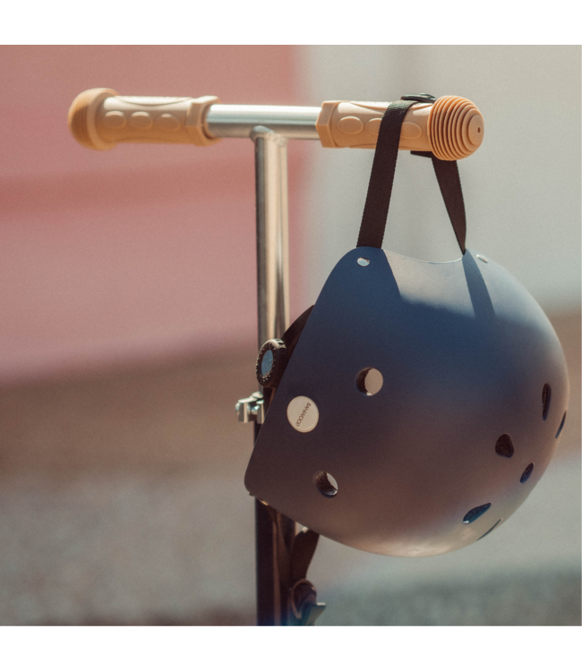 Navy microstep met 3 wielen & rieten mandje