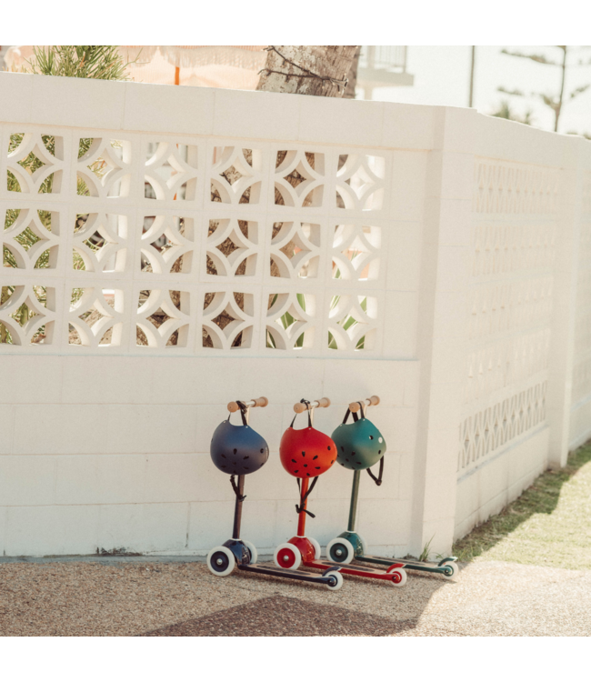 Navy microstep met 3 wielen & rieten mandje