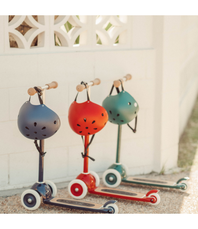 Navy microstep met 3 wielen & rieten mandje