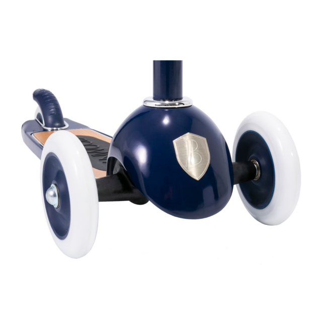 Navy microstep met 3 wielen & rieten mandje