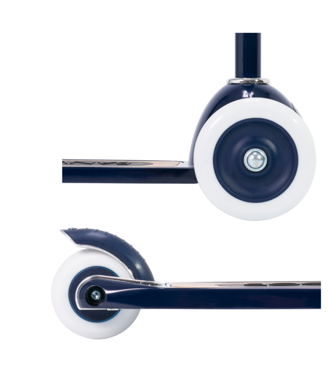 Navy microstep met 3 wielen & rieten mandje