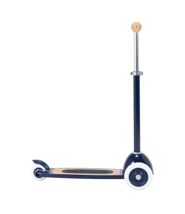 Navy microstep met 3 wielen & rieten mandje