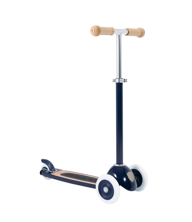 Navy microstep met 3 wielen & rieten mandje