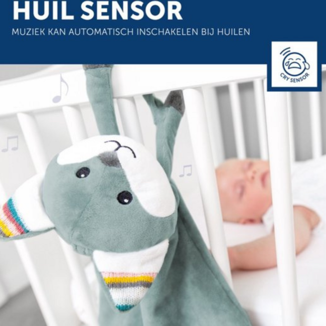 Felix de Vos knuffeldoekje met hartslaggeluid en huilsensor