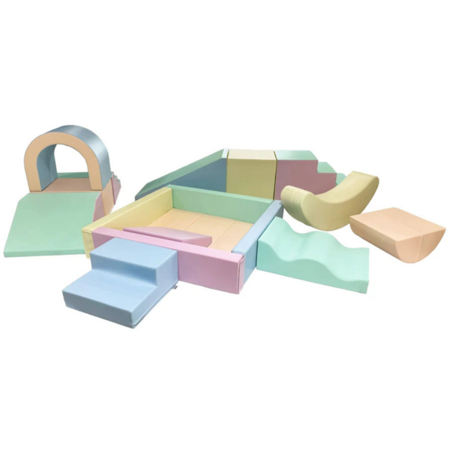 Foam blokken party set XXL in zachte pasteltinten voor klimmen & spelen