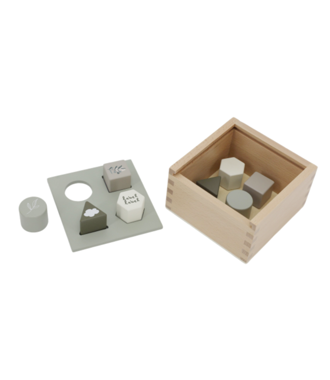 Houten vormenstoof | Duurzaam speelplezier voor peuters| Olijf groen