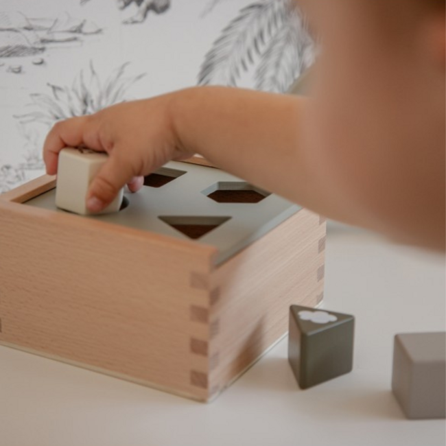 Houten vormenstoof | Duurzaam speelplezier voor peuters| Olijf groen