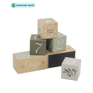 Label Label Holz Meilenstein Blöcke | Olive