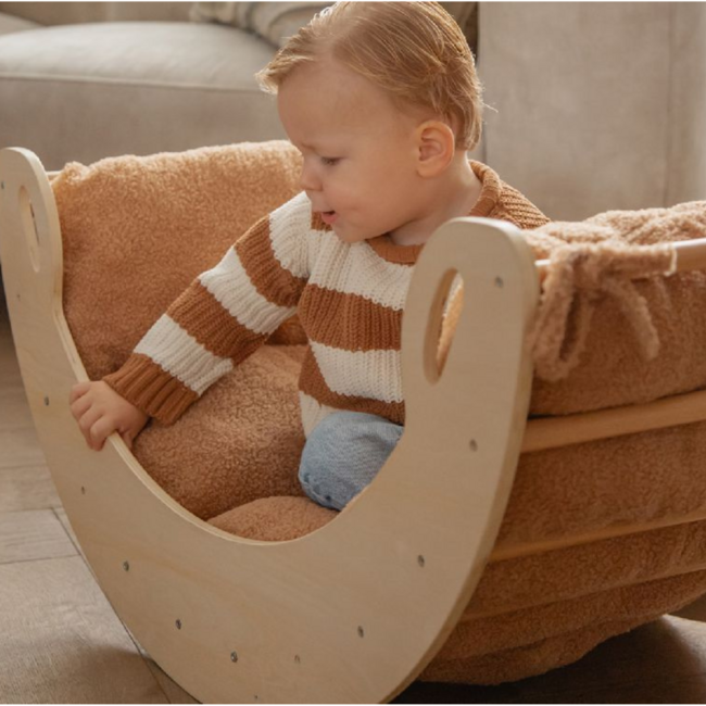 Nougat teddykussen voor klimboog – Zacht & veilig speelcomfort