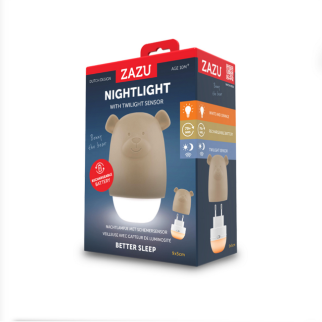 Veilleuse ZAZU Benny l’Ours – Lumière apaisante taupe pour bébés et enfants