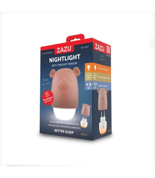Nachtlampje Benny de Beer – Rustgevend Slaaplicht in Bruin voor Kinderen en Baby’s