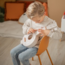 Houten banjo in nougat kleur voor kinderen, ideaal voor muzikaal spel en fantasie