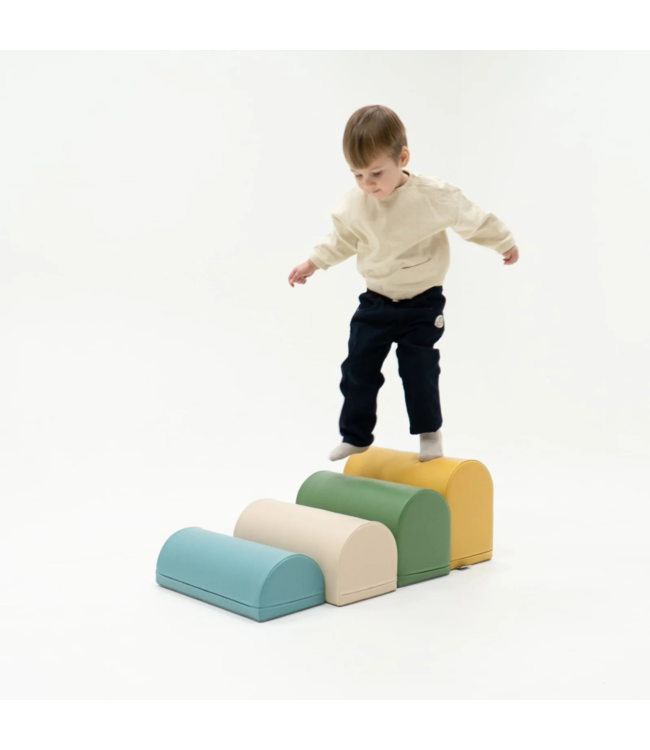 Pastel turquoise foam stapstenen – 4, 7 of 14-delige set voor actief spel