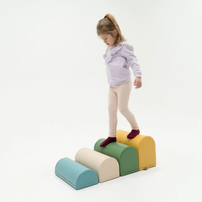 Foam blocks obstacle course in turquoise for climbing, building & active play