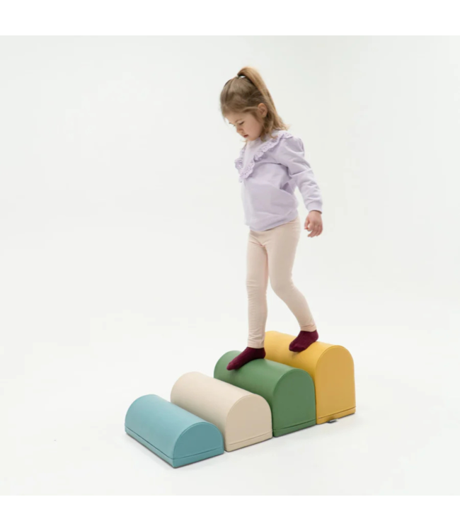 Pastel turquoise foam stapstenen – 4, 7 of 14-delige set voor actief spel