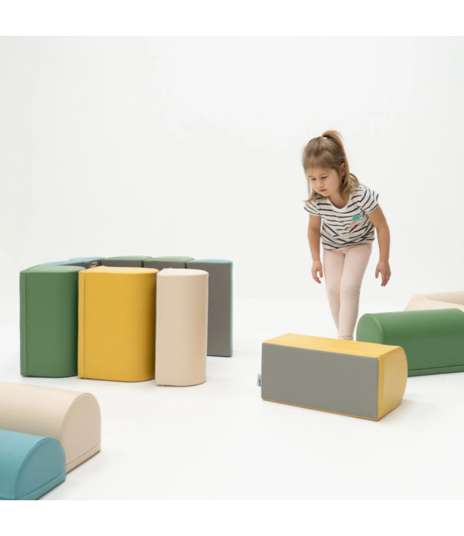 Pastel turquoise foam stapstenen – 4, 7 of 14-delige set voor actief spel