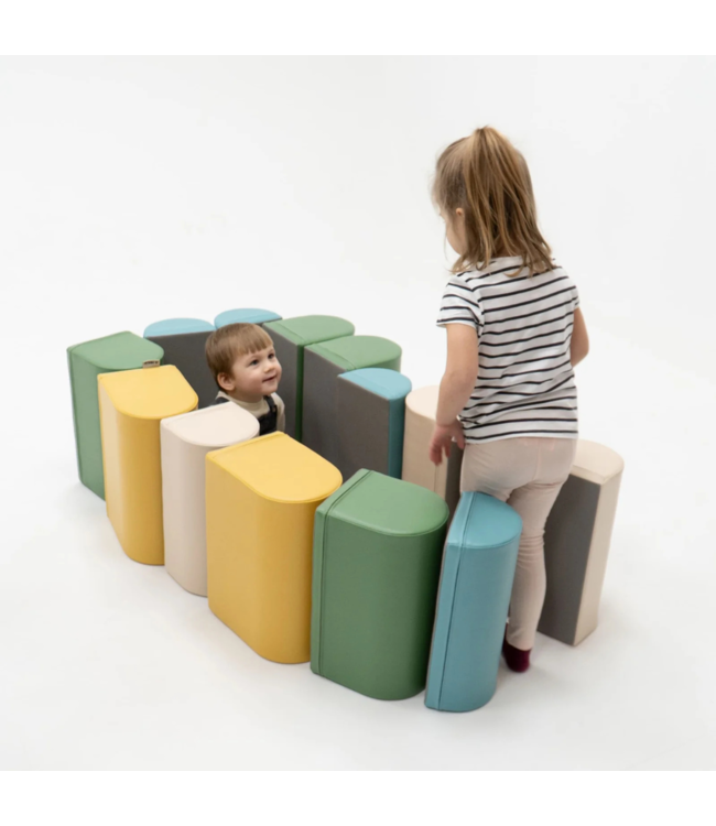 Pastel turquoise foam stapstenen – 4, 7 of 14-delige set voor actief spel