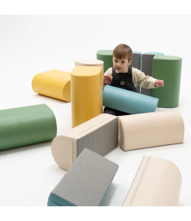 Pastel turquoise foam stapstenen – 4, 7 of 14-delige set voor actief spel