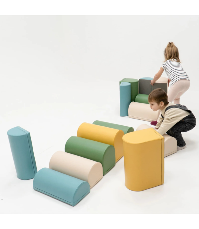 Pastel turquoise foam stapstenen – 4, 7 of 14-delige set voor actief spel