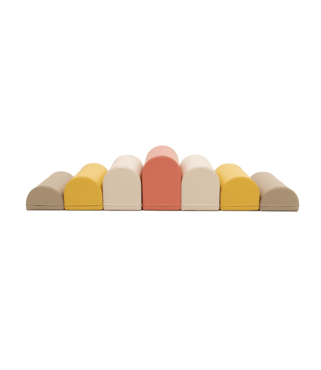 Zachte pastelroze foam stapstenen – speelset vol fantasie