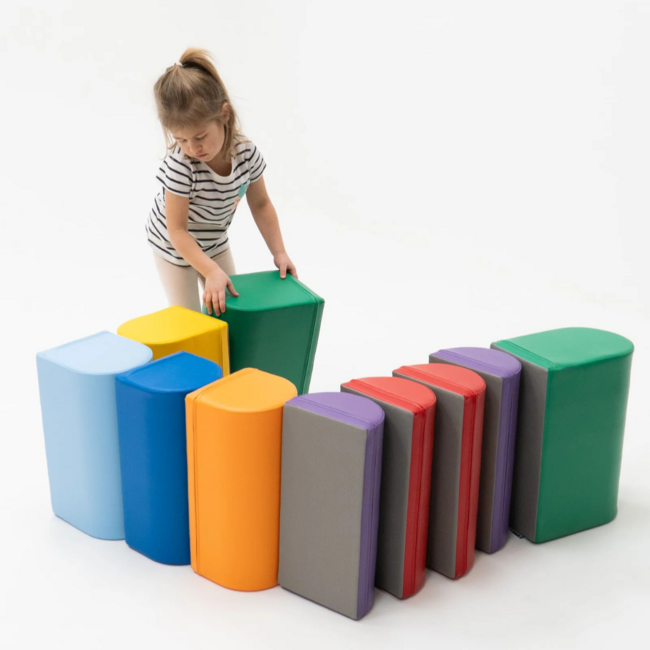 Foam blokken stapstenen in primaire kleuren –  speel- en balanceerset voor kinderen