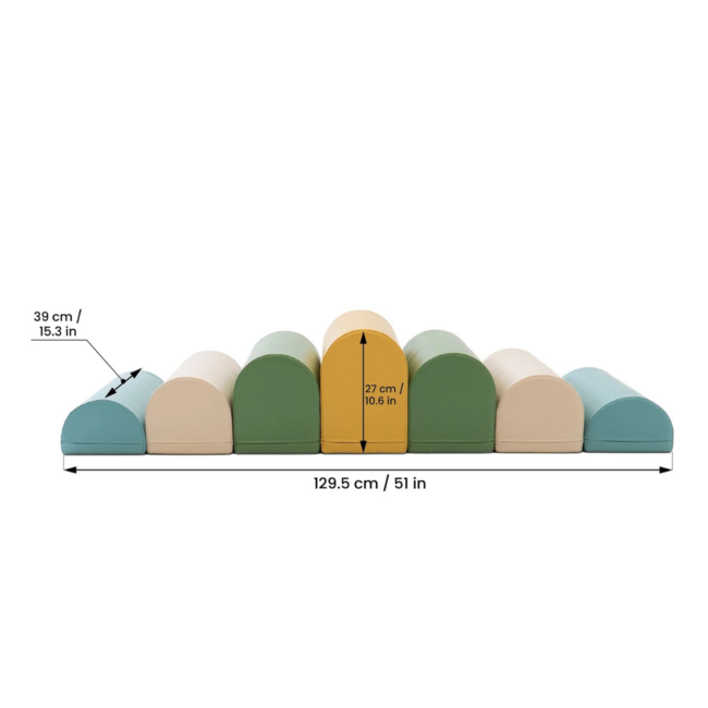 Blocs en mousse parcours d’obstacles turquoise pour grimper & jouer activement